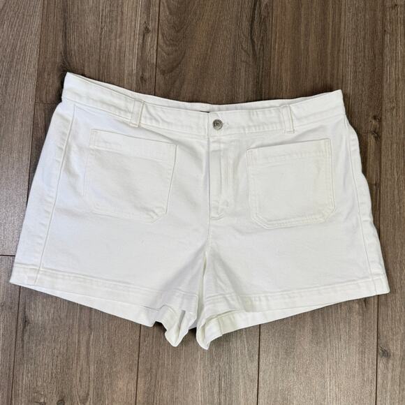 J.Crew Patch Pocket Denim Short Womens 14 White High Rise Stretch Zip Fly Button - Picture 4 of 8
